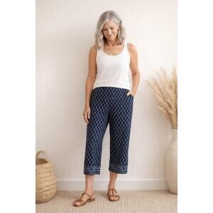 Lauren Ralph Lauren Capri Pants Blue Print Side Zip Women’s 12P